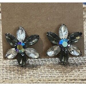 Vintage Aurora Borealis Floral Patent Pending Fairy Grunge Earrings 1950s’